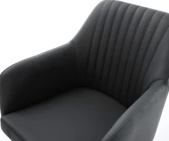 DrehstuhlGreg-Flex Echt-Leder Schwarz Kreuzgestell breit Edelstahl 360° drehbar Wippfunktion Taschenfederkern Sofort versandfertig