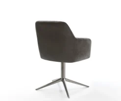 DrehstuhlGreg-Flex Mikrofaser Anthrazit Vintage Fußkreuz Graphit 360° drehbar Wippfunktion Taschenfederkern Sofort versandfertig