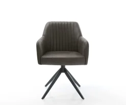 DrehstuhlGreg-Flex Mikrofaser Anthrazit Vintage Kreuzgestell breit Schwarz 360° drehbar Wippfunktion Taschenfederkern Sofort versandfertig