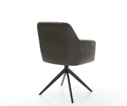 DrehstuhlGreg-Flex Mikrofaser Anthrazit Vintage Kreuzgestell breit Schwarz 360° drehbar Wippfunktion Taschenfederkern Sofort versandfertig