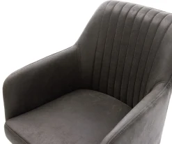 DrehstuhlGreg-Flex Mikrofaser Anthrazit Vintage Kreuzgestell breit Graphit 360° drehbar Wippfunktion Taschenfederkern Sofort versandfertig