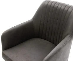 DrehstuhlGreg-Flex Mikrofaser Anthrazit Vintage Kreuzgestell breit Edelstahl 360° drehbar Wippfunktion Taschenfederkern Sofort versandfertig