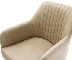 DrehstuhlGreg-Flex Mikrofaser Beige Vintage Fußkreuz Graphit 360° drehbar Wippfunktion Taschenfederkern Sofort versandfertig