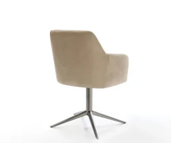 DrehstuhlGreg-Flex Mikrofaser Beige Vintage Fußkreuz Graphit 360° drehbar Wippfunktion Taschenfederkern Sofort versandfertig