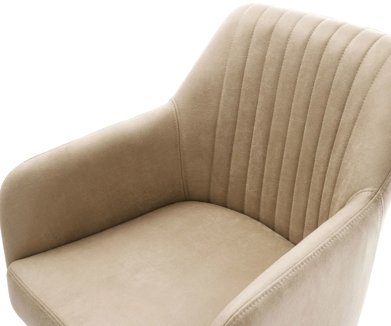 DrehstuhlGreg-Flex Mikrofaser Beige Vintage Kreuzgestell breit Schwarz 360° drehbar Wippfunktion Taschenfederkern Sofort versandfertig