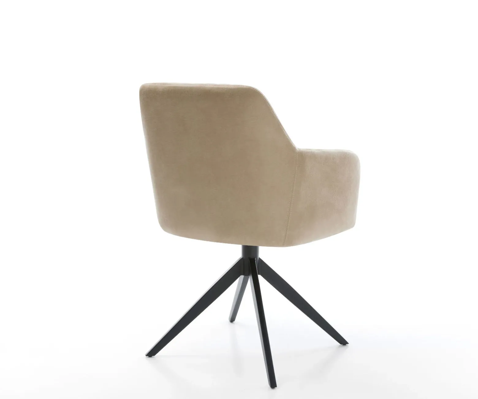 DrehstuhlGreg-Flex Mikrofaser Beige Vintage Kreuzgestell breit Schwarz 360° drehbar Wippfunktion Taschenfederkern Sofort versandfertig
