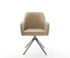 DrehstuhlGreg-Flex Mikrofaser Beige Vintage Kreuzgestell breit Graphit 360° drehbar Wippfunktion Taschenfederkern Sofort versandfertig