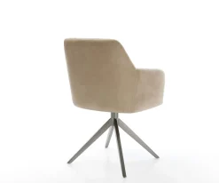 DrehstuhlGreg-Flex Mikrofaser Beige Vintage Kreuzgestell breit Graphit 360° drehbar Wippfunktion Taschenfederkern Sofort versandfertig
