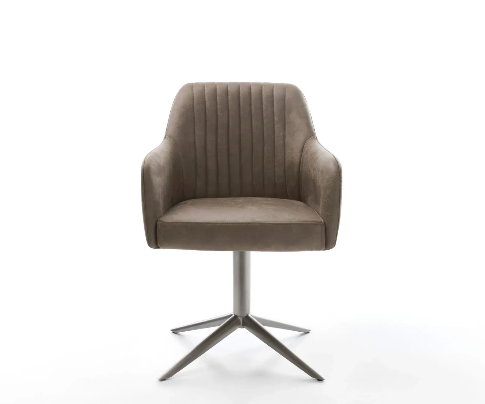 DrehstuhlGreg-Flex Mikrofaser Taupe Vintage Fußkreuz Graphit 360° drehbar Wippfunktion Taschenfederkern Sofort versandfertig