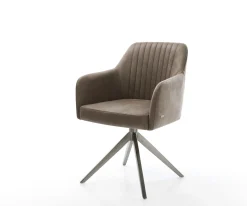 DrehstuhlGreg-Flex Mikrofaser Taupe Vintage Kreuzgestell breit Graphit 360° drehbar Wippfunktion Taschenfederkern Sofort versandfertig
