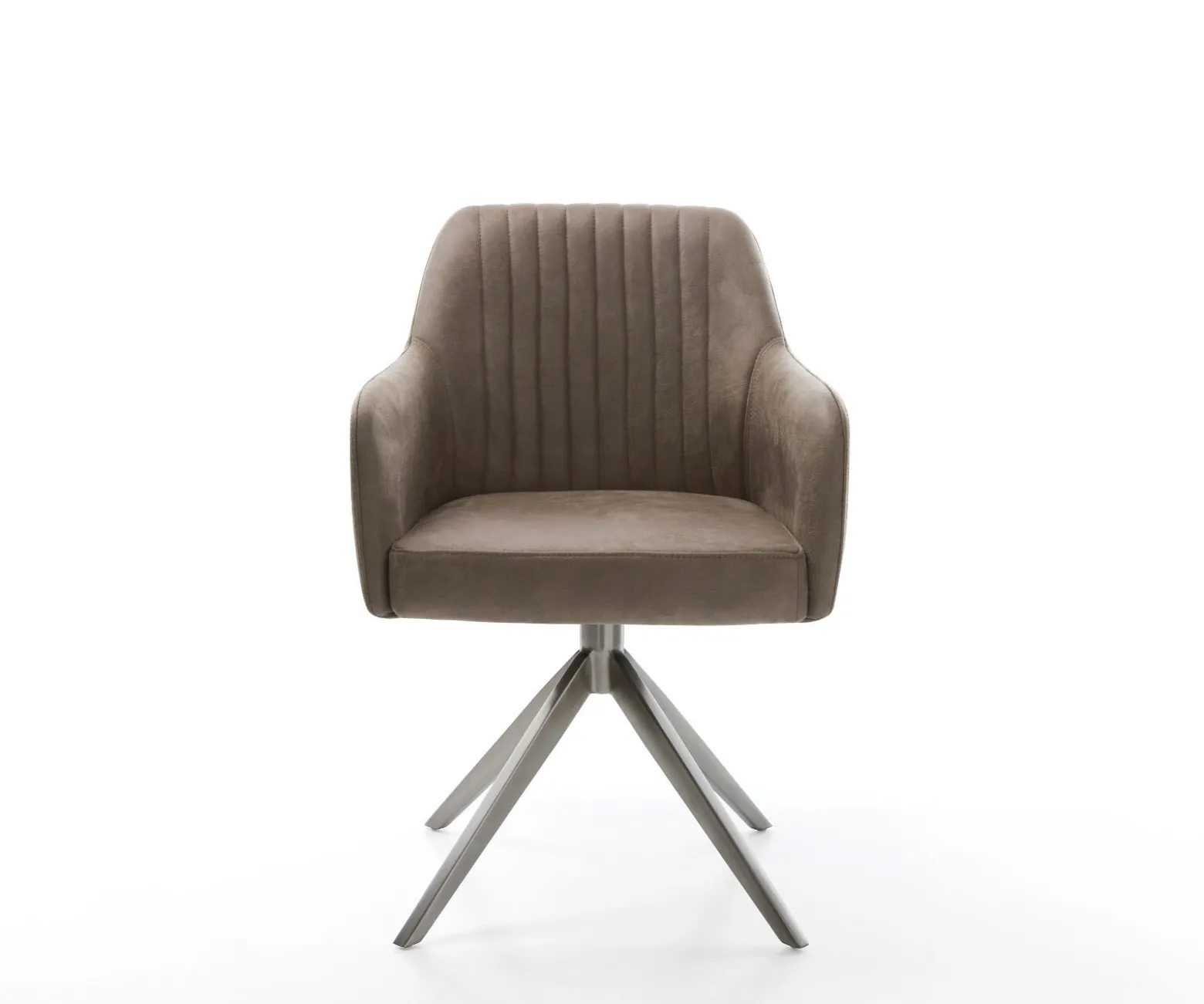 DrehstuhlGreg-Flex Mikrofaser Taupe Vintage Kreuzgestell breit Graphit 360° drehbar Wippfunktion Taschenfederkern Sofort versandfertig