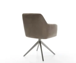 DrehstuhlGreg-Flex Mikrofaser Taupe Vintage Kreuzgestell breit Graphit 360° drehbar Wippfunktion Taschenfederkern Sofort versandfertig