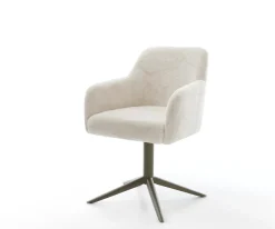 DrehstuhlGreg-Flex Plüsch Creme-Weiß Fußkreuz Effektfinish Titan 360° drehbar Wippfunktion Taschenfederkern Sofort versandfertig