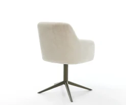 DrehstuhlGreg-Flex Plüsch Creme-Weiß Fußkreuz Effektfinish Titan 360° drehbar Wippfunktion Taschenfederkern Sofort versandfertig