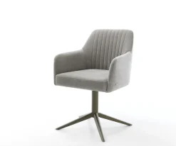 DrehstuhlGreg-Flex Strukturstoff Soft Grau Fußkreuz Effektfinish Titan 360° drehbar Wippfunktion Taschenfederkern Sofort versandfertig