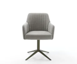 DrehstuhlGreg-Flex Strukturstoff Soft Grau Fußkreuz Effektfinish Titan 360° drehbar Wippfunktion Taschenfederkern Sofort versandfertig