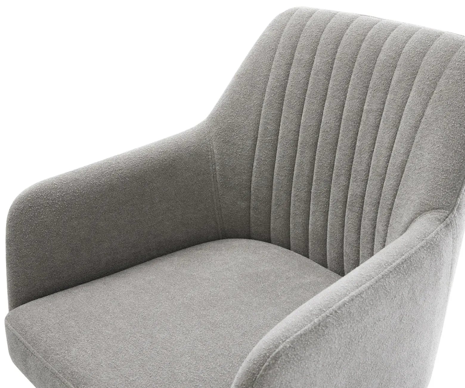 DrehstuhlGreg-Flex Strukturstoff Soft Grau Kreuzgestell breit Edelstahl 360° drehbar Wippfunktion Taschenfederkern Sofort versandfertig
