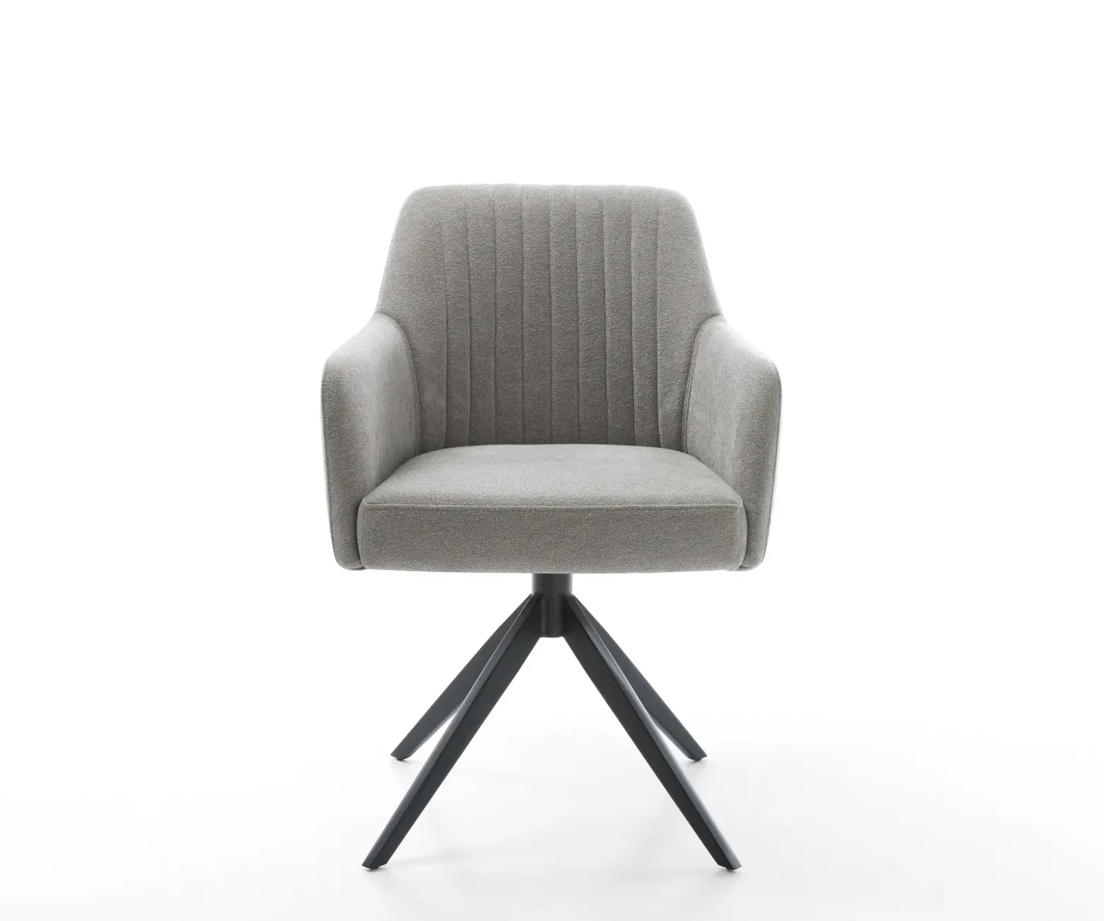 DrehstuhlGreg-Flex Strukturstoff Soft Grau Kreuzgestell breit Schwarz 360° drehbar Wippfunktion Taschenfederkern Sofort versandfertig