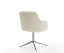 DrehstuhlGreg-Flex Teddystoff Beige Fußkreuz Edelstahl 360° drehbar Wippfunktion Taschenfederkern Sofort versandfertig