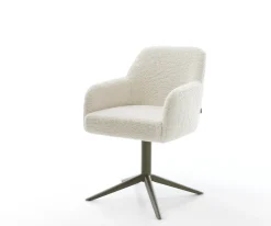 DrehstuhlGreg-Flex Teddystoff Beige Fußkreuz Effektfinish Titan 360° drehbar Wippfunktion Taschenfederkern Sofort versandfertig