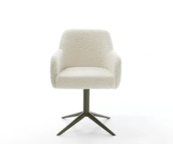 DrehstuhlGreg-Flex Teddystoff Beige Fußkreuz Effektfinish Titan 360° drehbar Wippfunktion Taschenfederkern Sofort versandfertig