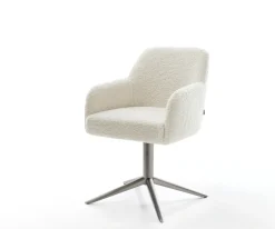 DrehstuhlGreg-Flex Teddystoff Beige Fußkreuz Graphit 360° drehbar Wippfunktion Taschenfederkern Sofort versandfertig