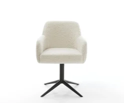 DrehstuhlGreg-Flex Teddystoff Beige Fußkreuz Schwarz 360° drehbar Wippfunktion Taschenfederkern Sofort versandfertig