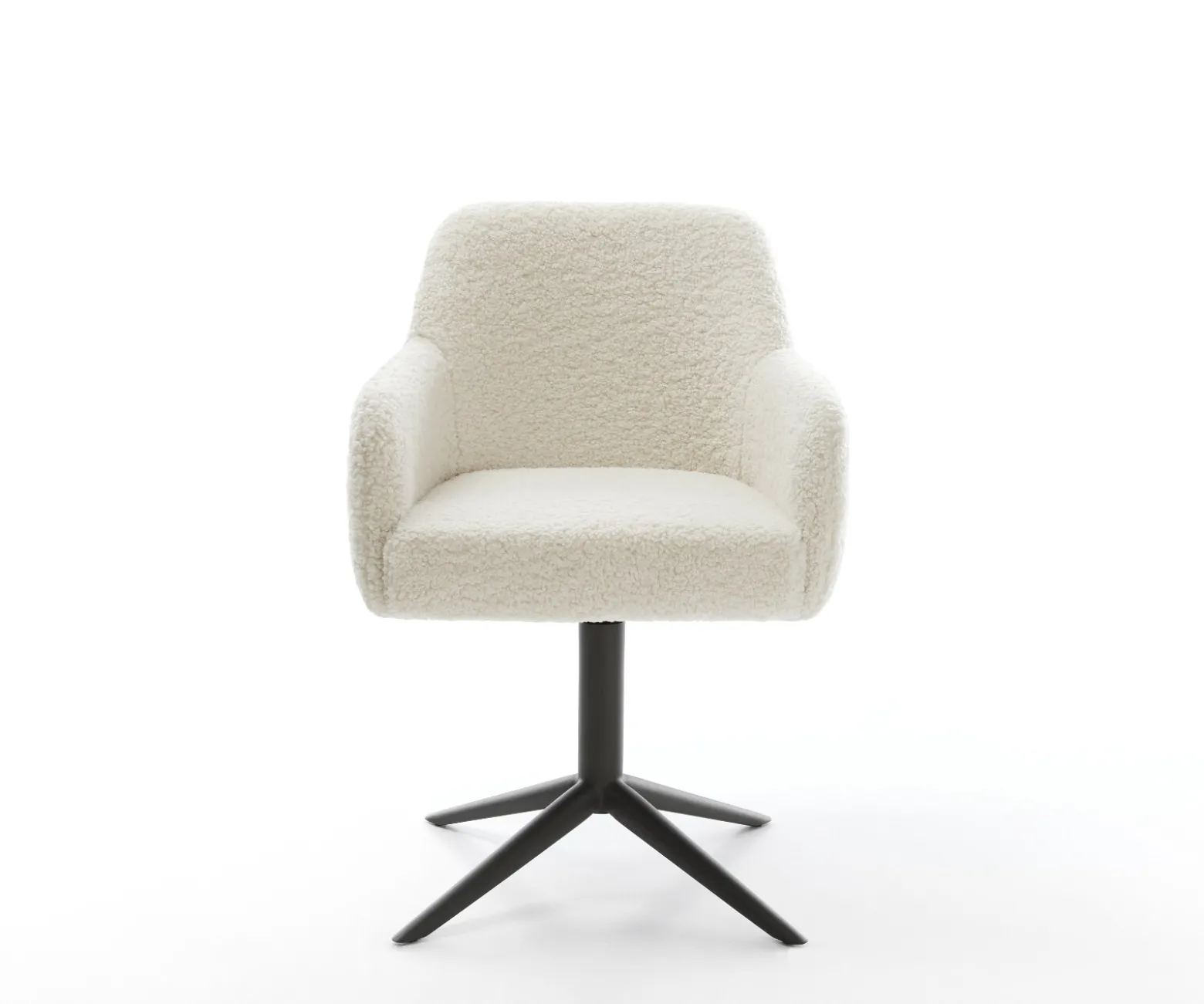 DrehstuhlGreg-Flex Teddystoff Beige Fußkreuz Schwarz 360° drehbar Wippfunktion Taschenfederkern Sofort versandfertig