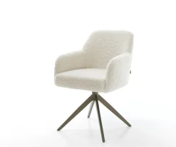 DrehstuhlGreg-Flex Teddystoff Beige Kreuzgestell breit Effektfinish Titan 360° drehbar Wippfunktion Taschenfederkern Sofort versandfertig