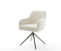 DrehstuhlGreg-Flex Teddystoff Beige Kreuzgestell breit Graphit 360° drehbar Wippfunktion Taschenfederkern Sofort versandfertig