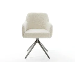 DrehstuhlGreg-Flex Teddystoff Beige Kreuzgestell breit Graphit 360° drehbar Wippfunktion Taschenfederkern Sofort versandfertig