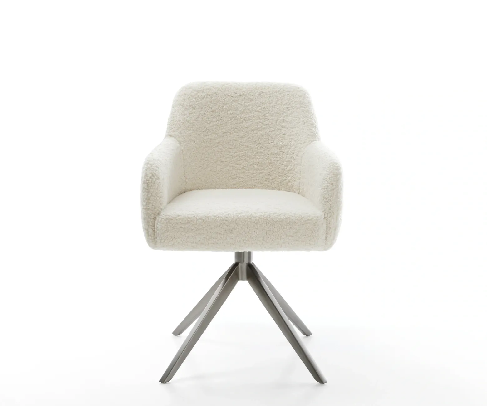 DrehstuhlGreg-Flex Teddystoff Beige Kreuzgestell breit Graphit 360° drehbar Wippfunktion Taschenfederkern Sofort versandfertig