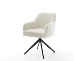 DrehstuhlGreg-Flex Teddystoff Beige Kreuzgestell breit Schwarz 360° drehbar Wippfunktion Taschenfederkern Sofort versandfertig