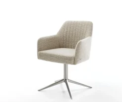 DrehstuhlGreg-Flex Webstoff Soft Beige Fußkreuz Edelstahl 360° drehbar Wippfunktion Taschenfederkern Sofort versandfertig