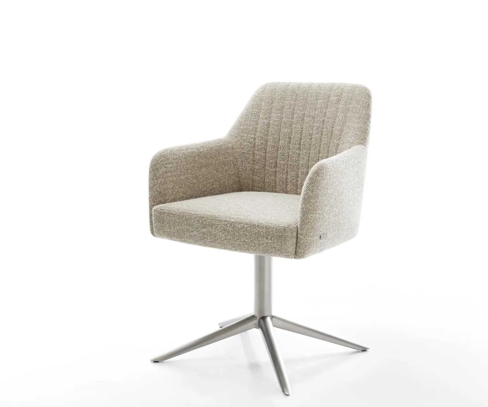 DrehstuhlGreg-Flex Webstoff Soft Beige Fußkreuz Edelstahl 360° drehbar Wippfunktion Taschenfederkern Sofort versandfertig