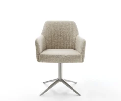DrehstuhlGreg-Flex Webstoff Soft Beige Fußkreuz Edelstahl 360° drehbar Wippfunktion Taschenfederkern Sofort versandfertig