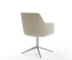 DrehstuhlGreg-Flex Webstoff Soft Beige Fußkreuz Edelstahl 360° drehbar Wippfunktion Taschenfederkern Sofort versandfertig