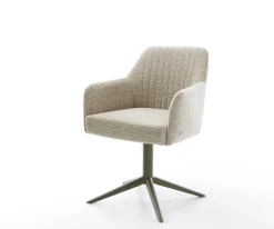 DrehstuhlGreg-Flex Webstoff Soft Beige Fußkreuz Effektfinish Titan 360° drehbar Wippfunktion Taschenfederkern Sofort versandfertig