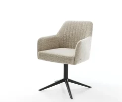 DrehstuhlGreg-Flex Webstoff Soft Beige Fußkreuz Schwarz 360° drehbar Wippfunktion Taschenfederkern Sofort versandfertig