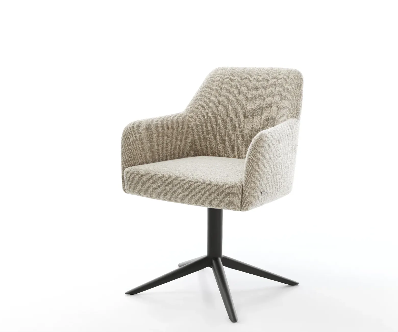 DrehstuhlGreg-Flex Webstoff Soft Beige Fußkreuz Schwarz 360° drehbar Wippfunktion Taschenfederkern Sofort versandfertig
