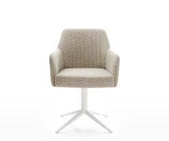 DrehstuhlGreg-Flex Webstoff Soft Beige Fußkreuz Weiß 360° drehbar Wippfunktion Taschenfederkern Sofort versandfertig