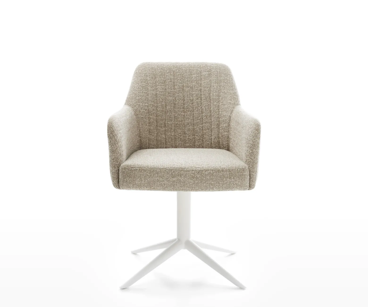 DrehstuhlGreg-Flex Webstoff Soft Beige Fußkreuz Weiß 360° drehbar Wippfunktion Taschenfederkern Sofort versandfertig