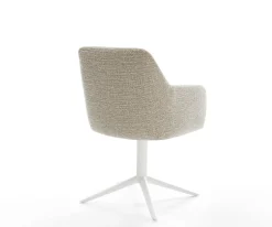 DrehstuhlGreg-Flex Webstoff Soft Beige Fußkreuz Weiß 360° drehbar Wippfunktion Taschenfederkern Sofort versandfertig