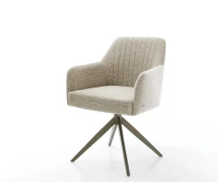 DrehstuhlGreg-Flex Webstoff Soft Beige Kreuzgestell breit Effektfinish Titan 360° drehbar Wippfunktion Taschenfederkern Sofort versandfertig