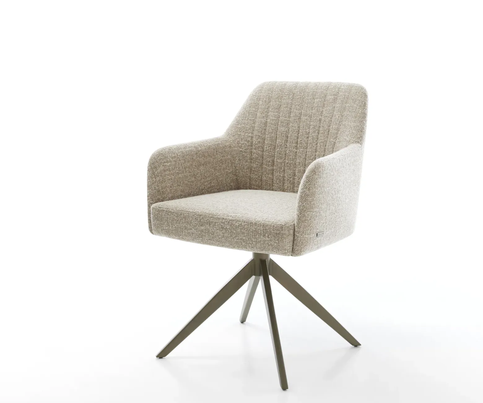 DrehstuhlGreg-Flex Webstoff Soft Beige Kreuzgestell breit Effektfinish Titan 360° drehbar Wippfunktion Taschenfederkern Sofort versandfertig