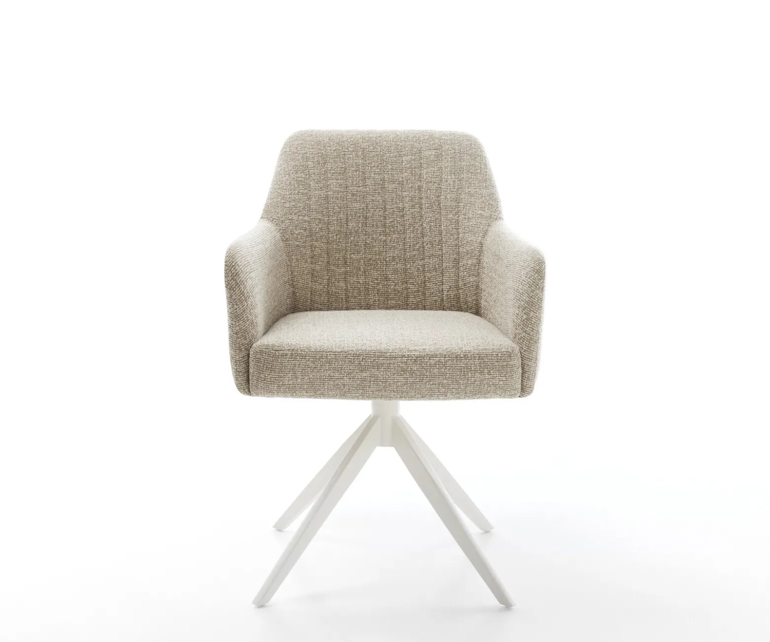 DrehstuhlGreg-Flex Webstoff Soft Beige Kreuzgestell breit Weiß 360° drehbar Wippfunktion Taschenfederkern Sofort versandfertig