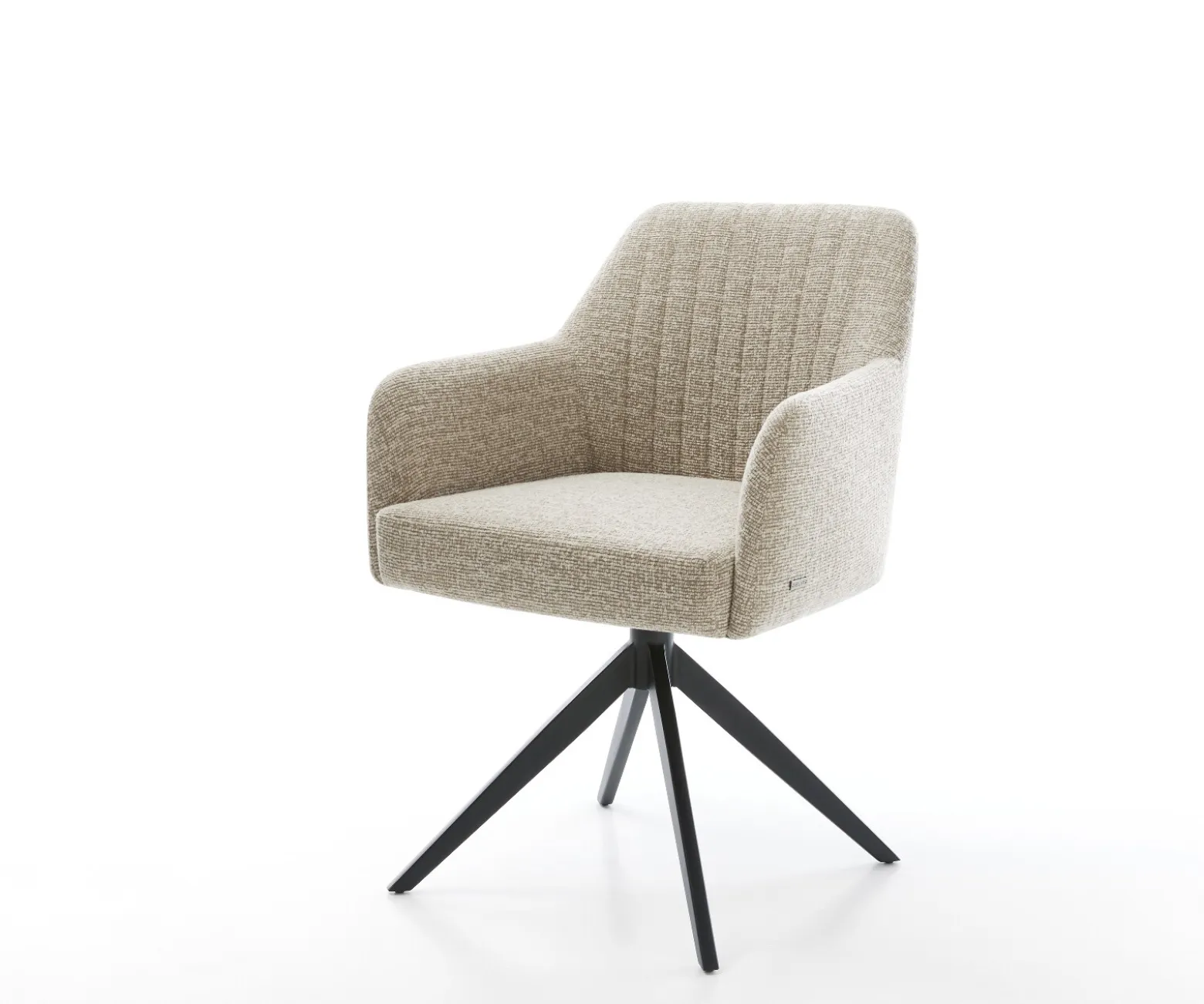 DrehstuhlGreg-Flex Webstoff Soft Beige Kreuzgestell breit Schwarz 360° drehbar Wippfunktion Taschenfederkern Sofort versandfertig