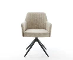 DrehstuhlGreg-Flex Webstoff Soft Beige Kreuzgestell breit Schwarz 360° drehbar Wippfunktion Taschenfederkern Sofort versandfertig