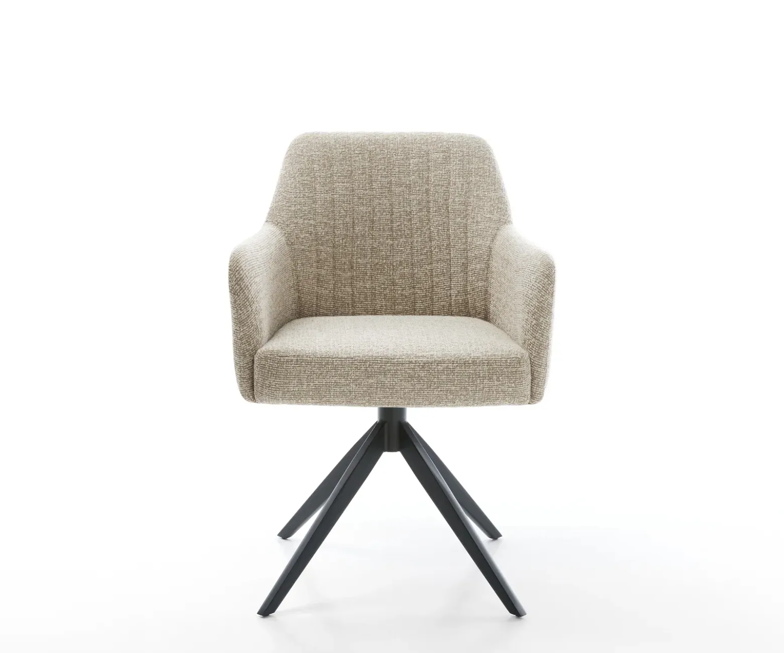 DrehstuhlGreg-Flex Webstoff Soft Beige Kreuzgestell breit Schwarz 360° drehbar Wippfunktion Taschenfederkern Sofort versandfertig