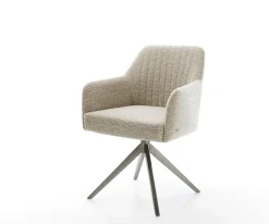 DrehstuhlGreg-Flex Webstoff Soft Beige Kreuzgestell breit Graphit 360° drehbar Wippfunktion Taschenfederkern Sofort versandfertig